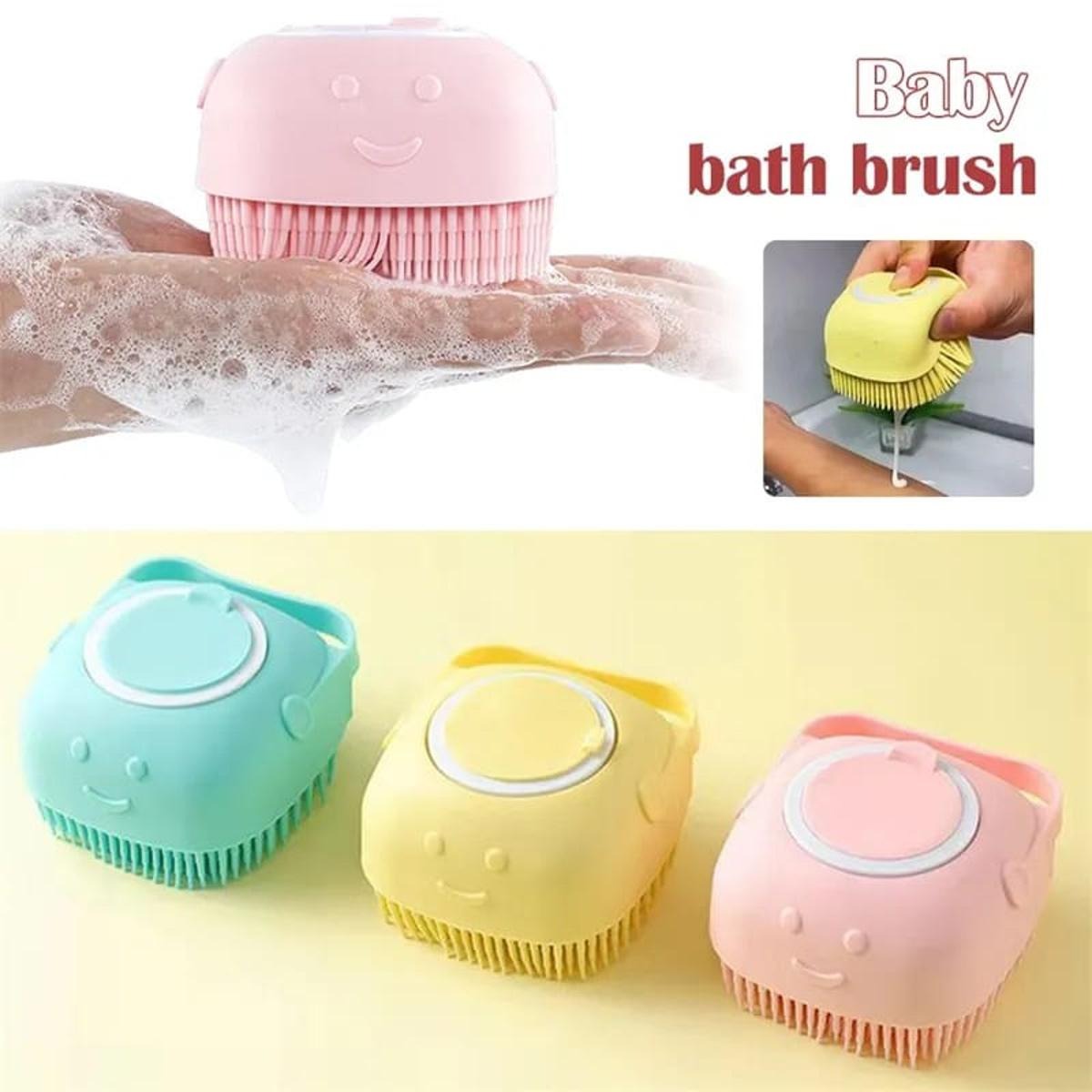 Silicone Bath Body Brush | Exfoliating Scrub with Soap Dispenser | Ultra Soft Shower Sponge & Massager | Random Colour